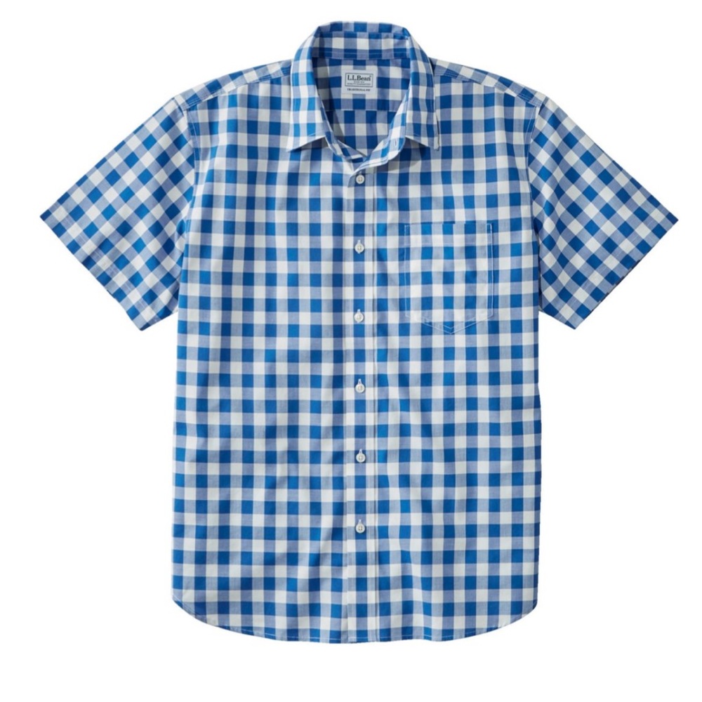 L.L. Bean Wrinkle Resistant Traditional Untucked Fit, Plaid Short Sleeve XXL-Reg